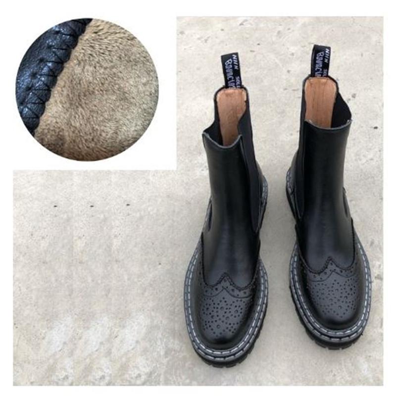 Fashion 2025 autumn/winter leather round toe women boots ankle boots women's leather boot British style women shoes boots for women