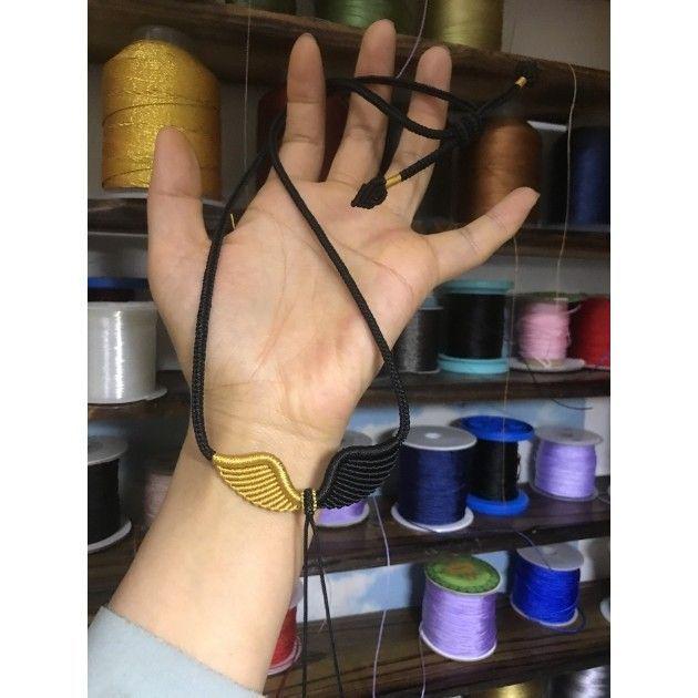 Handmade Angel Wings Woven Pendant Necklace with Rope Lanyard