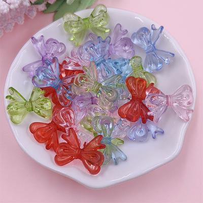 20 pezzi 15*19mm perline acriliche per accessori fai da te per orecchini gioielli fatti a mano accessori gioielli multicolore fiocco trasparente materiale fatto a mano