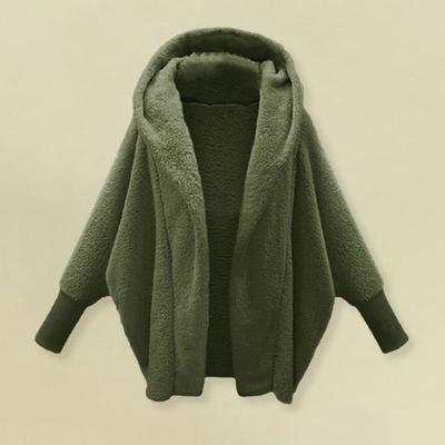 Frauen Herbst Winter Plüsch Mantel Mit Kapuze Lange Ärmel Vorne Offen Einfarbig Fleece Jacke Verdickt Warme Outwear