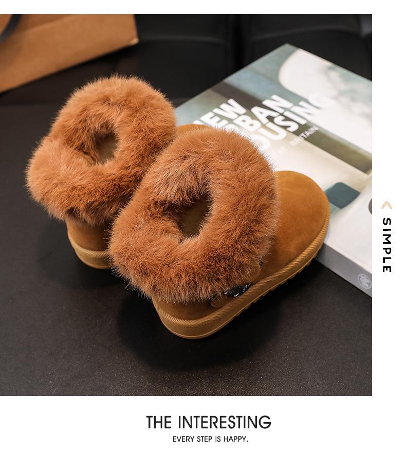 2025 Winter Fleece-lined Girls' Snow Boots - Warm Short Boots for Kids