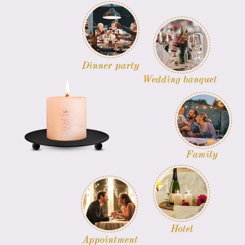 Iron Plate Candle Holder Decorative Iron Candle Plate Pedestal Candle Stand for Wax Candles Spa Wedding Birthdays Party Holder Decor