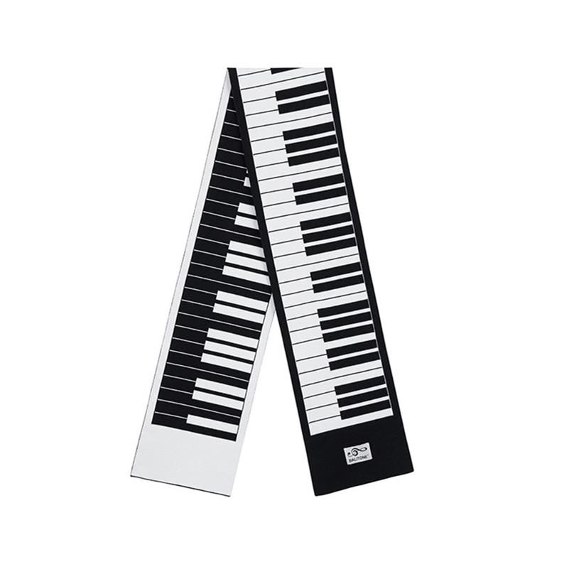 

2025 Piano Keyboard Pattern Black White Plaid Vintage Scarf Men Women Fashion Elegant Warm Shawl Imitated Rabbit Velvet Scarves One Size чёрный