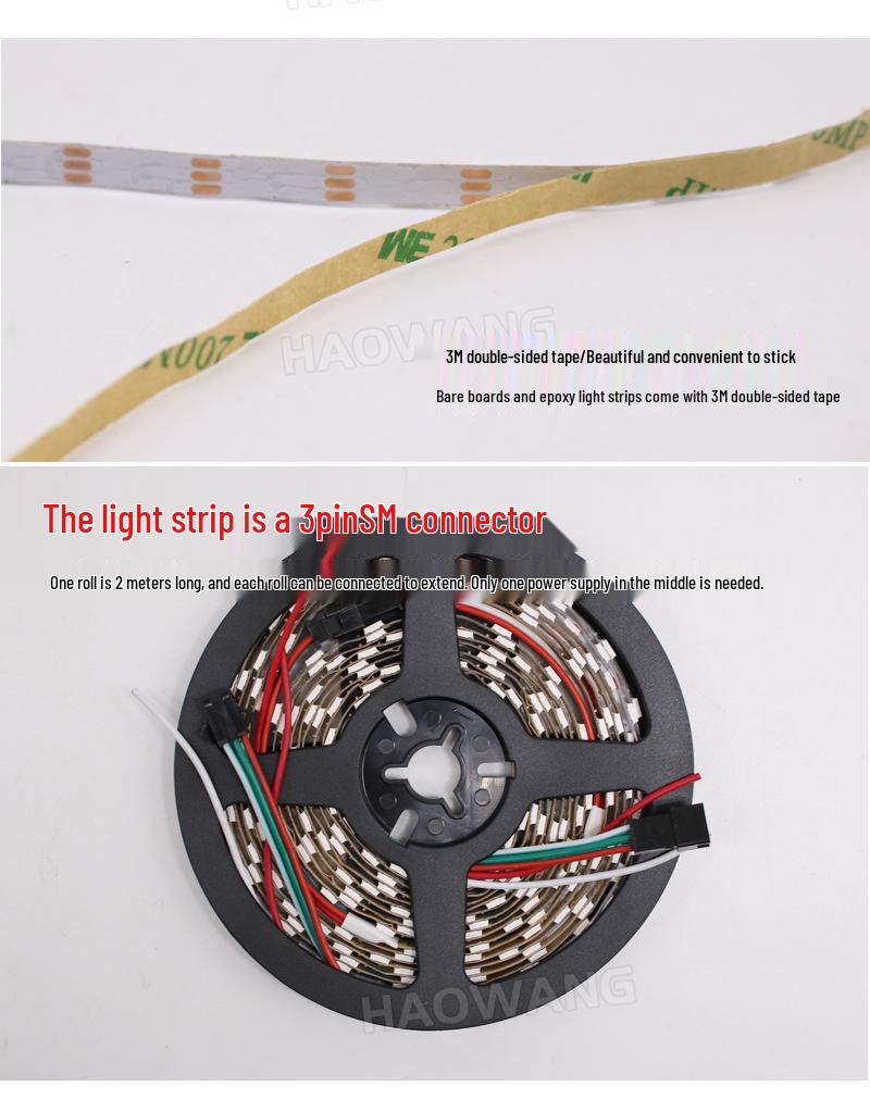 WS2812B 5mm Flexible Dream Color LED-Streifen, 5050 Chip, Eingebauter IC, 5V Einzelsteuerung.