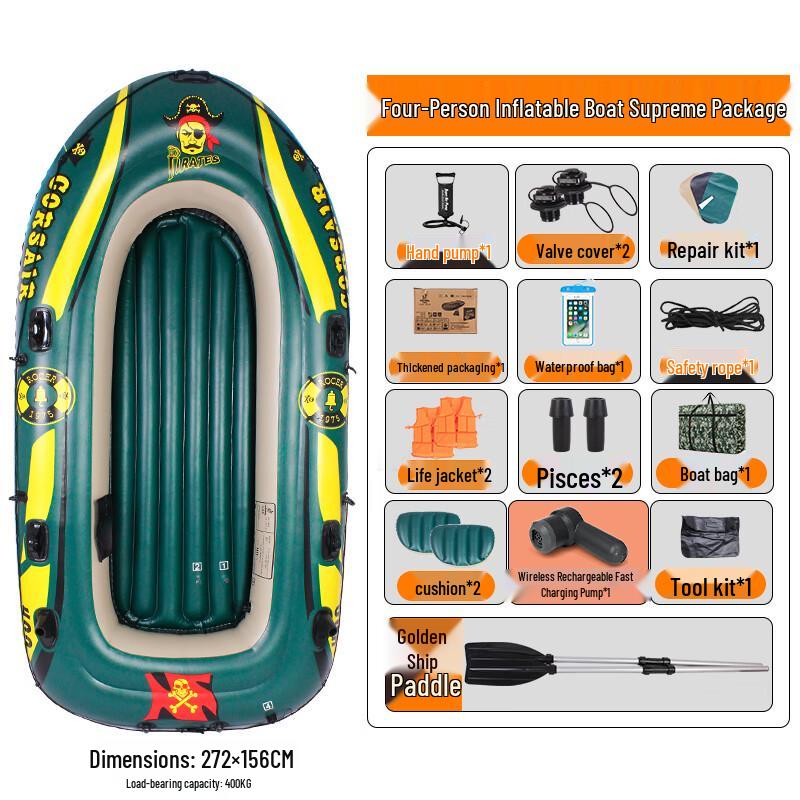 YEXIZE 4-Person Inflatable Pirate Ship Kayak