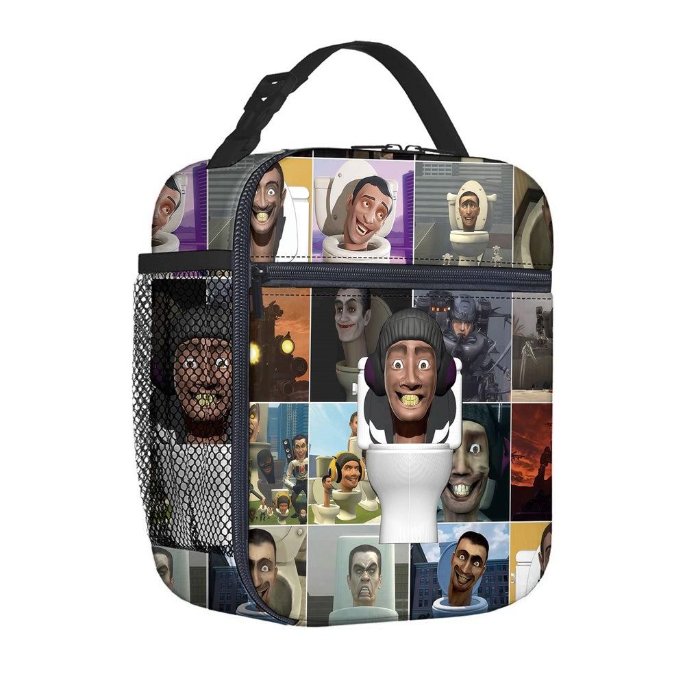 Borsa per Pasto Portatile Borsa Quadrata per Pasto Completamente Stampata Borsa per il Pranzo dei Bambini Borsa per Picnic della Scuola Elementare