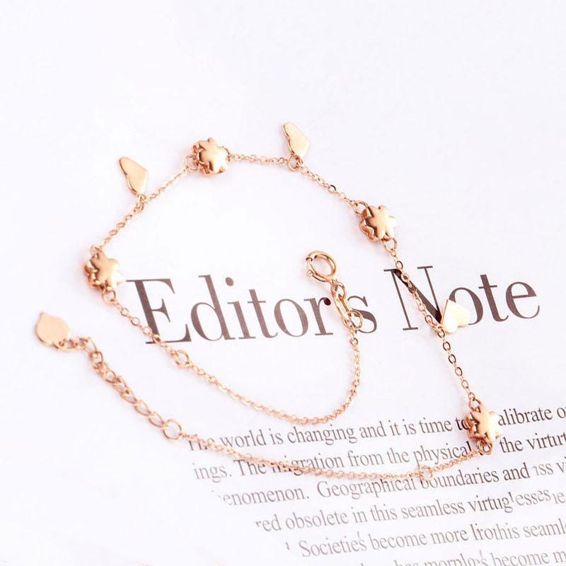 Purple Gold Glossy Flower Love Anklet Summer Sweet Rose Gold Plated Heart Anklet Jewelry