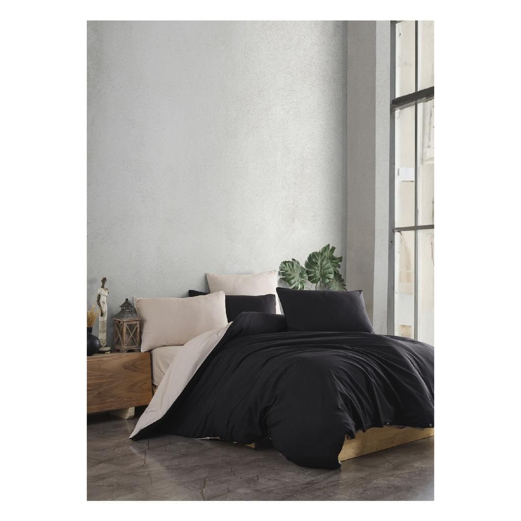 Set copripiumino doppio con lenzuola con angoli | Nero Antracite | cotone