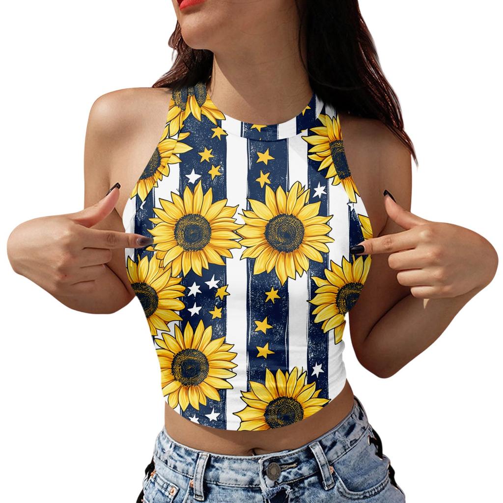 Damesmode Onafhankelijkheidsdag Print Mouwloze Tanktop