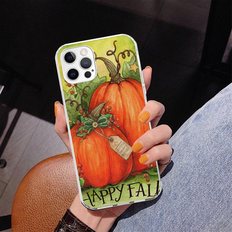 Pumpkin Happy Fall Autumn Phone Case For iPhone 17 Air 16 Pro Max 16E 15 + 14 Plus 11 12 13 Mini 7 8 SE Gift Print Cover Fundas