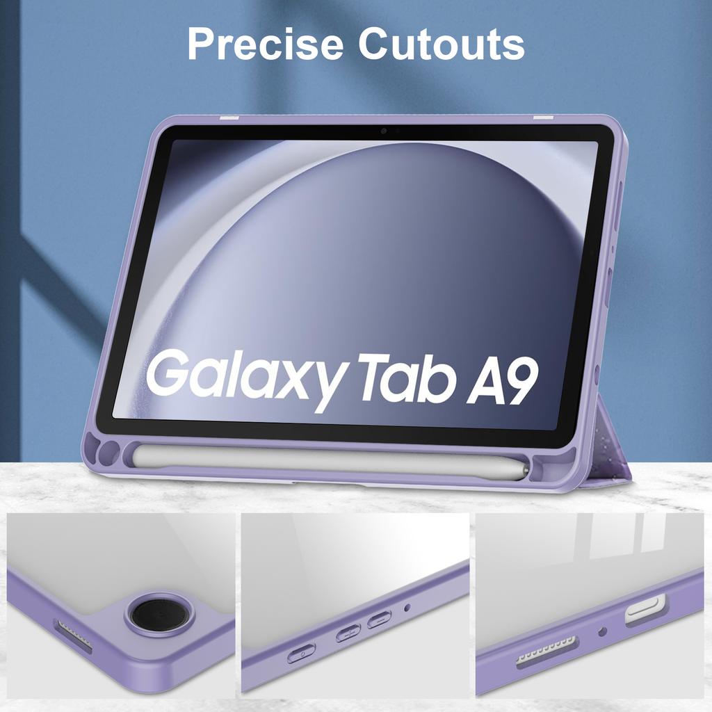 Pro Samsung Galaxy Tab A9 Pouzdro na tablet Skládací stojánek Vzorový potisk Průhledný Akrylový Kožený Kryt