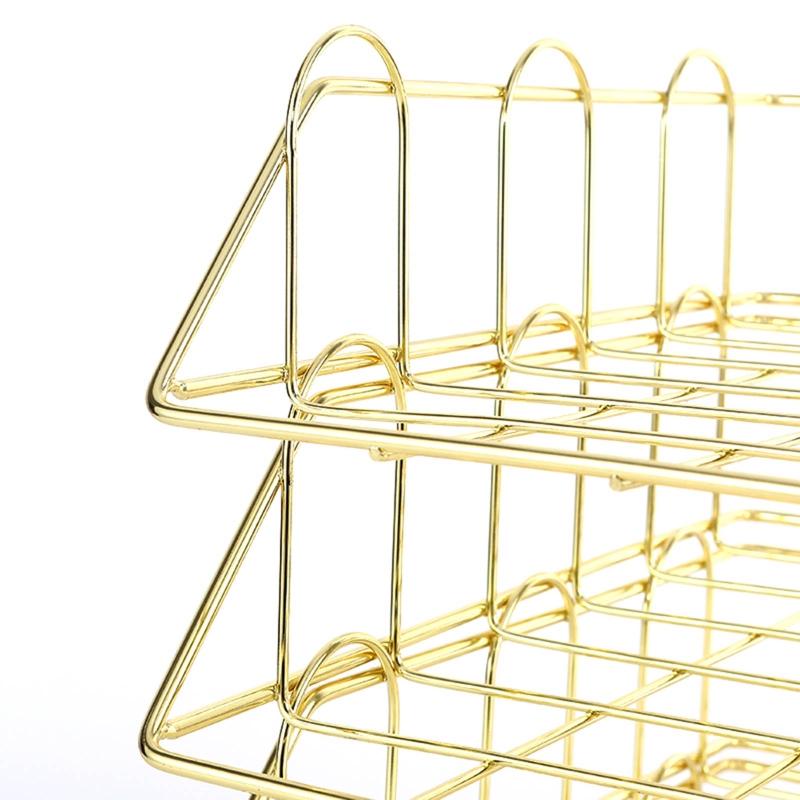 Modern Stackable Letter Tray Desktop Organizer Under Desk Hanging Organizer Metal Paper Tray for Women Men Student Staff
