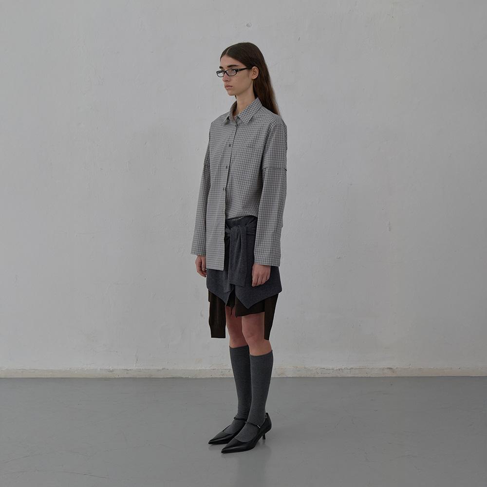 LCDC™ Tied Detail Layered Knit Skirt (Melange Grey)