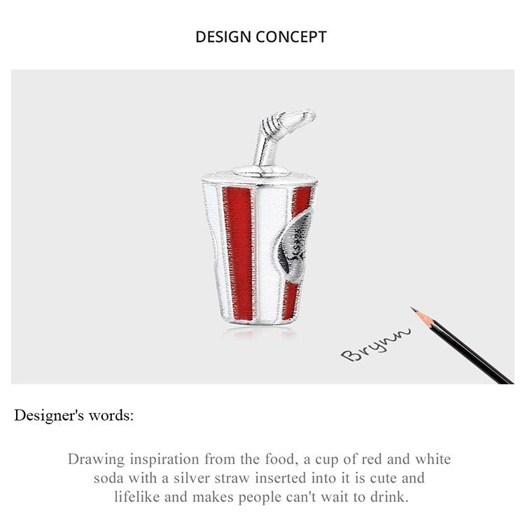 WOSTU 925 Sterlingsilber Köstlicher Funkelnder Getränkeanhänger Passend für Original Armband Halskette DIY Schmuck