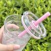 Plastic Cold Drinking Cup Bowknot Pattern Car Tumbler Cup Simple Coffee Cup  for Students