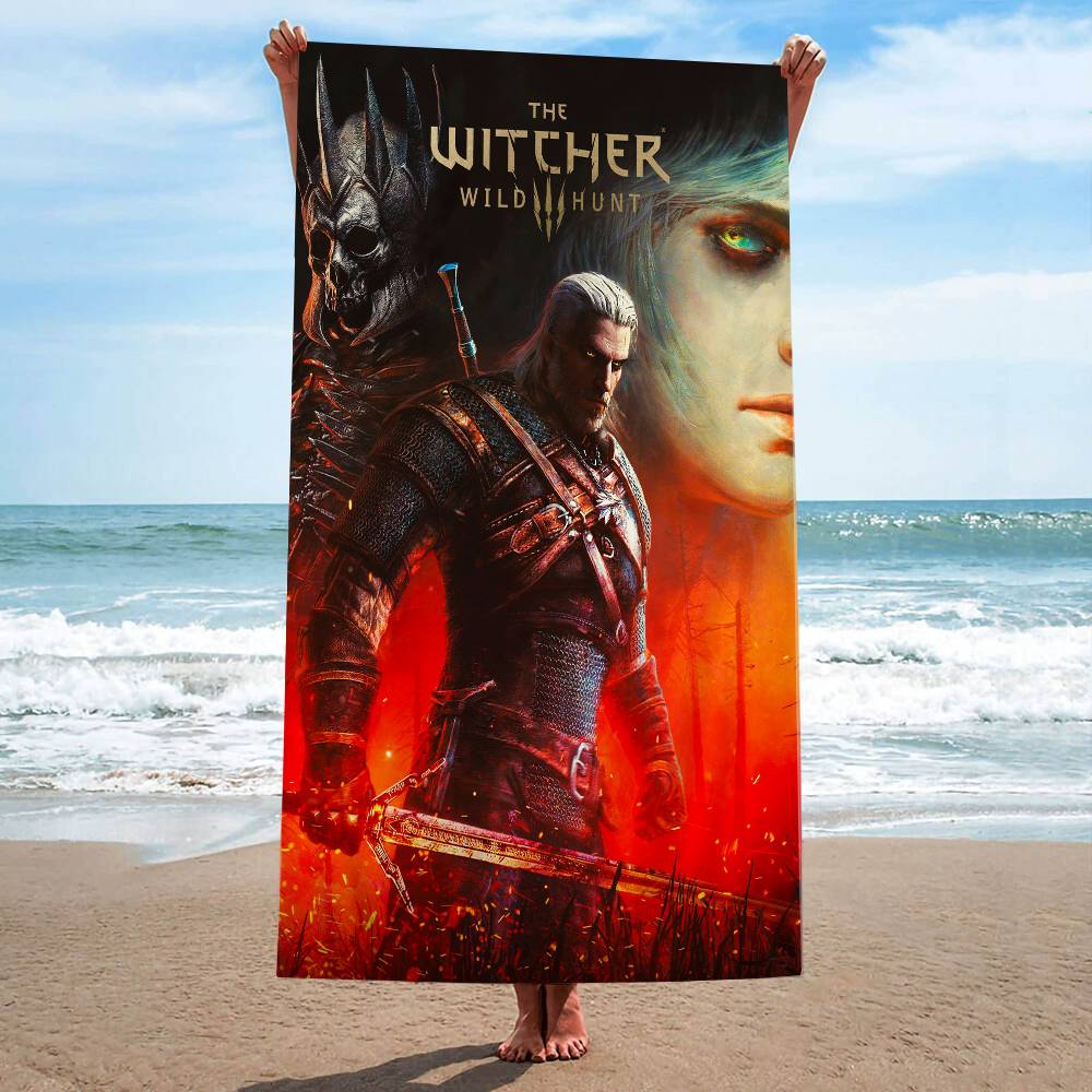 The W-Witcher 3 W-Wild Hunt Game Microfiber Blanket Quick Drying Beach Towels Oversized Super Absorbent Pool Towel Blanket