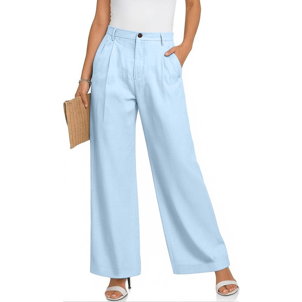 Ladies' Color Casual Fashion Breathable Loose Cotton And Linen Pants
