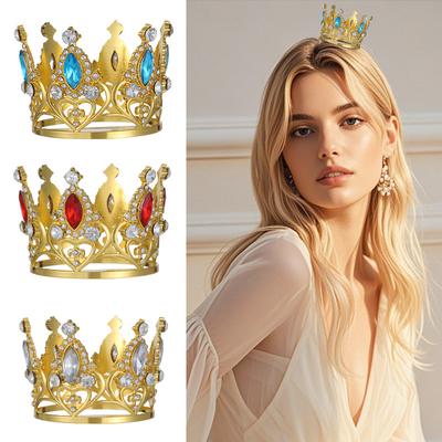 New Alloy Round Crown Party Flowers Cake Decoration Ornaments Party Dress Baroque Crown