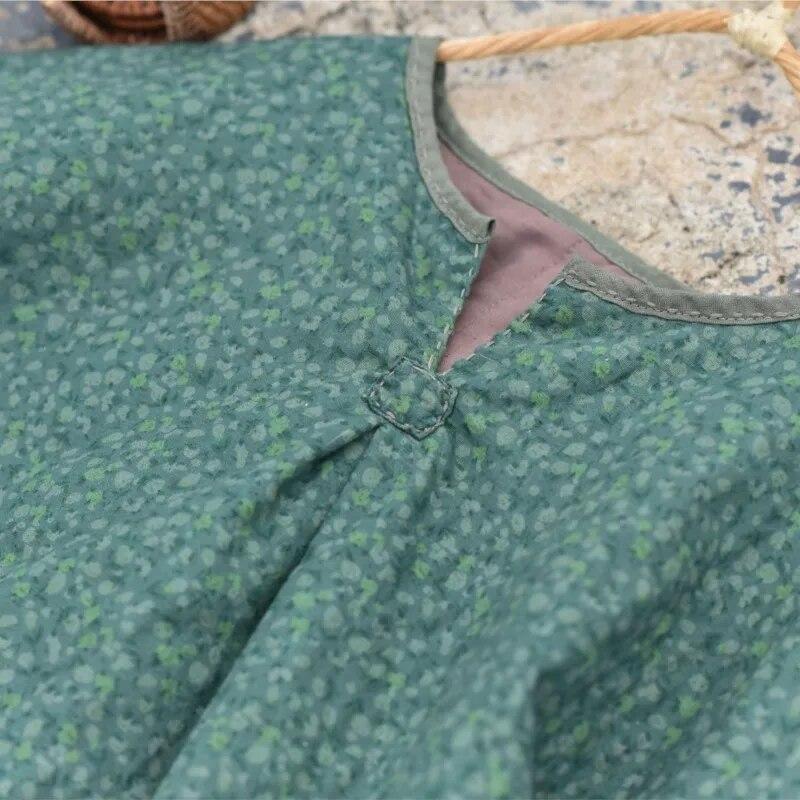 Johnature Parkas florales con estampado vintage para mujer, abrigos de invierno de manga larga con cuello en V, Parkas de mujer de estilo chino más algodón