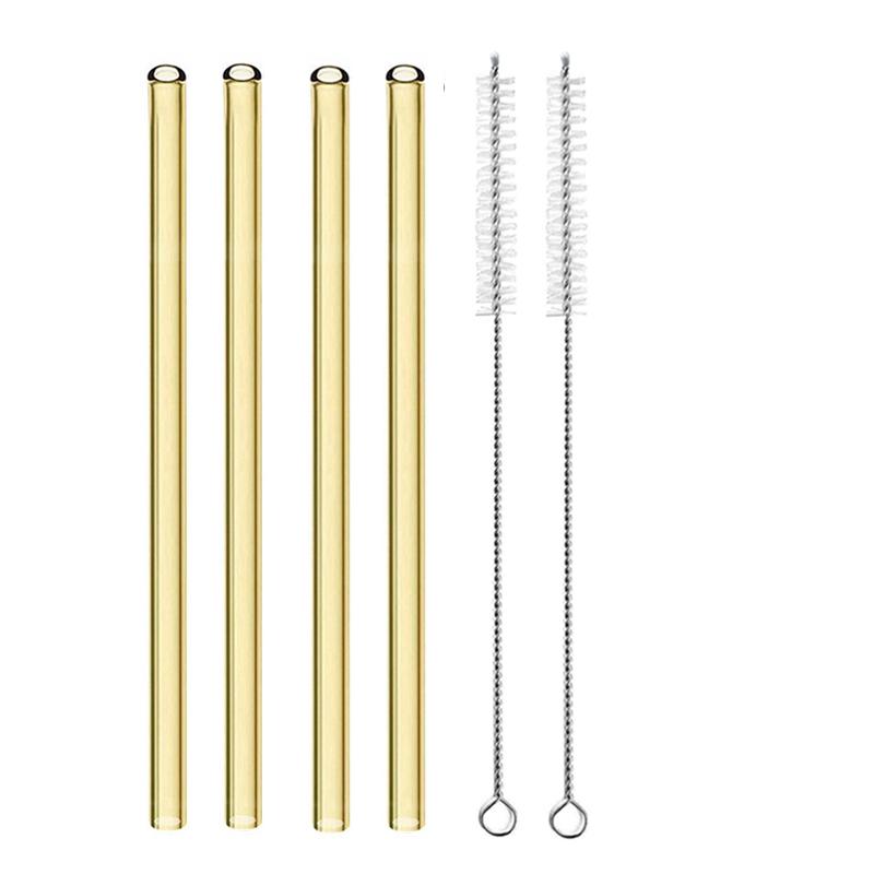 4 szt. 20 cm Szklane Słomki do Picia Wielokrotnego Użytku Kolorowe Szklane Słomki do Napojów Sok Ekologiczne Słomki Koktajlowe Barowe Naczynia do Picia