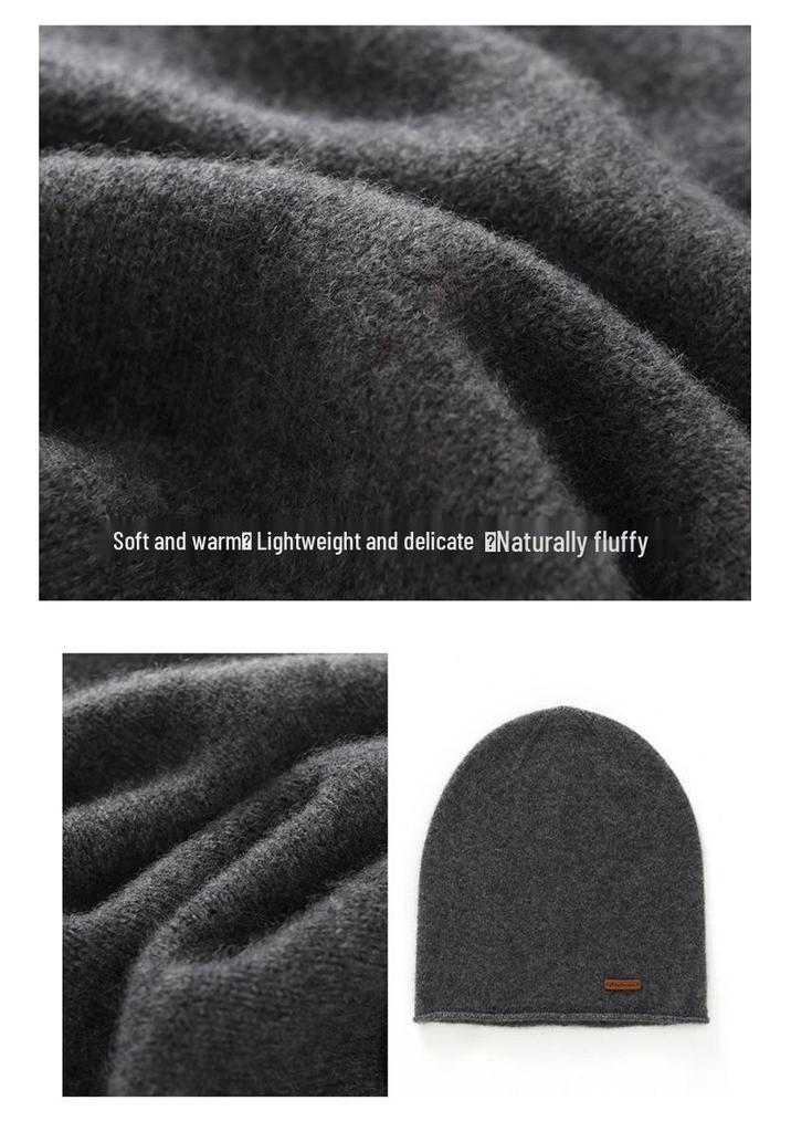 Women's 100% Pure Cashmere Knitted Bucket Hat - Autumn/Winter Warm, Face-Slimming, Thickened Style