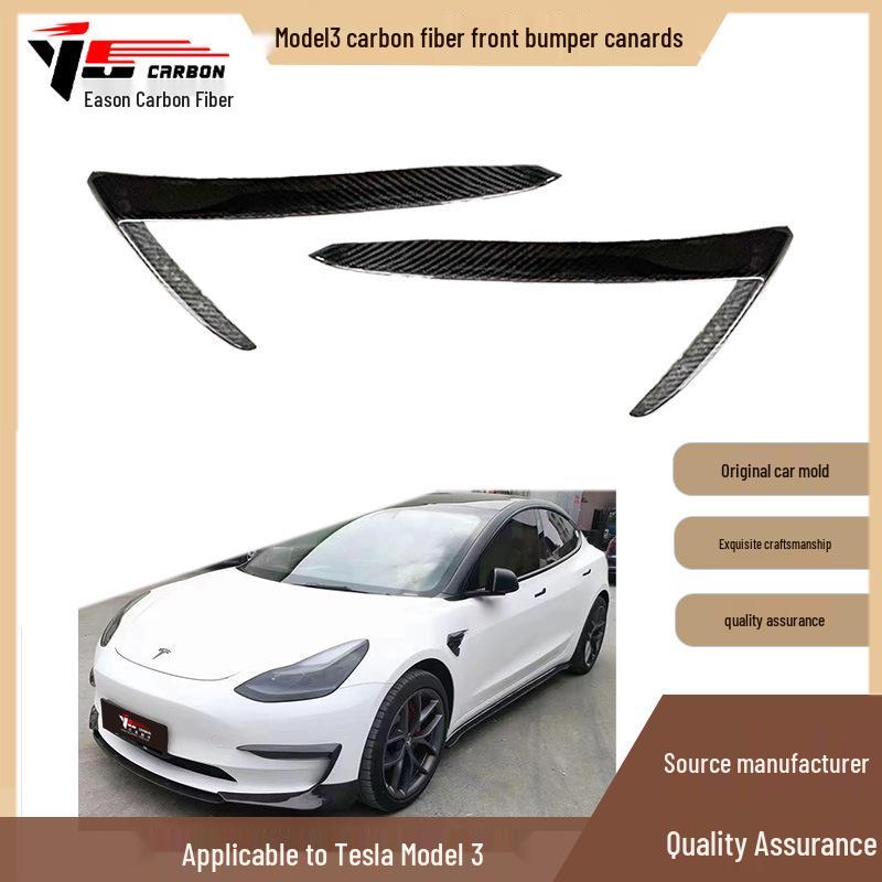 2019-IN Tesla Model 3 C Style Carbon Fiber Front Air Intake Bumper Canards