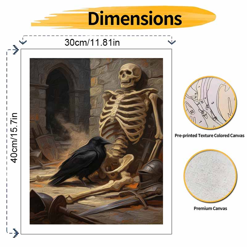 Halloween Black Crow And Ancient Armor Digital Oil Painting Coloring Painting Hand Painting Home Decoration