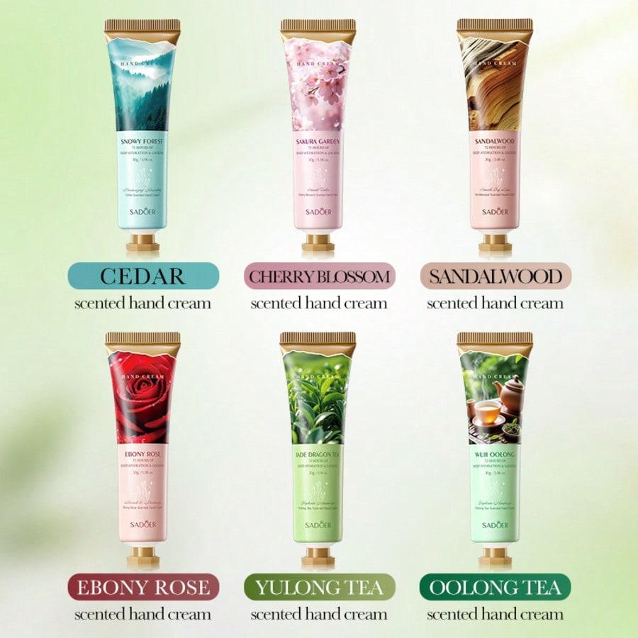 6-Piece Moisturizing Hand Cream Set Plant-Based Formula with Natural Fragrance for Dry Skin Care