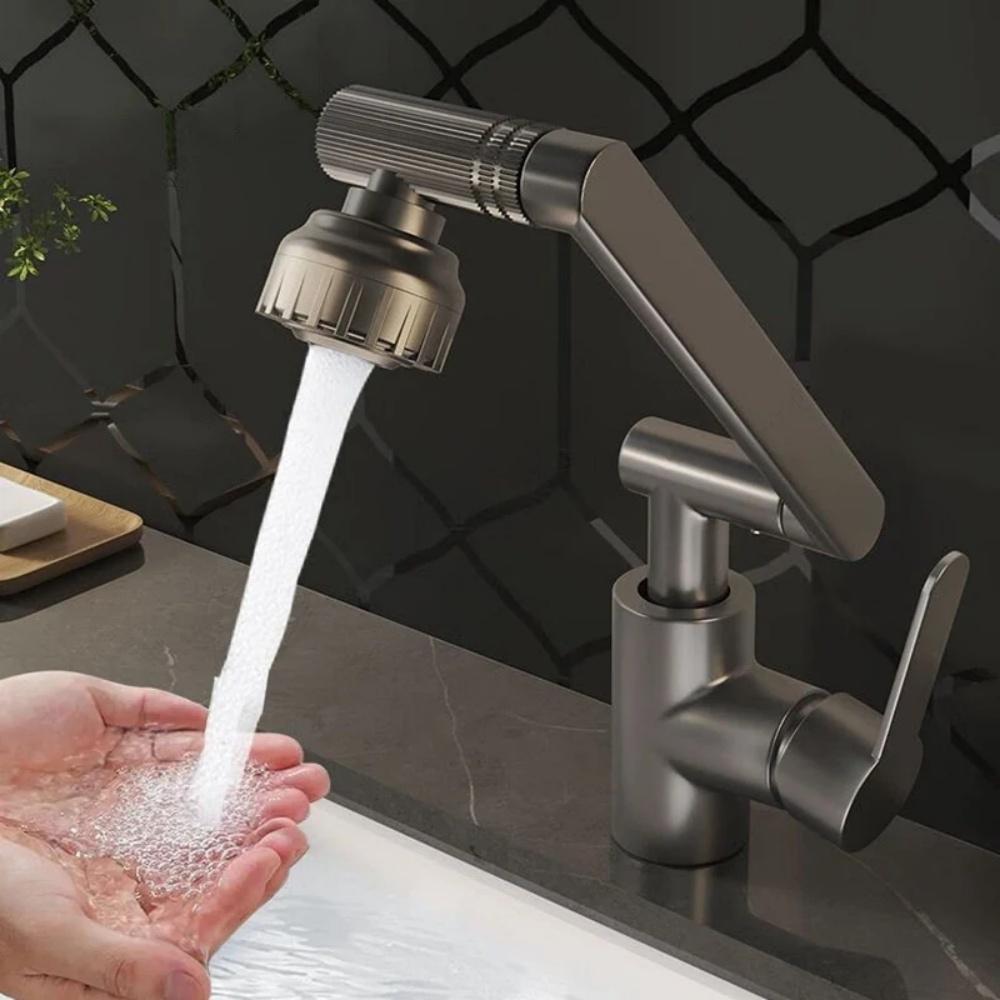1080° Swivel Faucet Robotic Arm Faucet 360 Degree Rotation Mechanical Arm Kitchen Faucet Kitchen Faucet for 2 Modes Water Tap argento