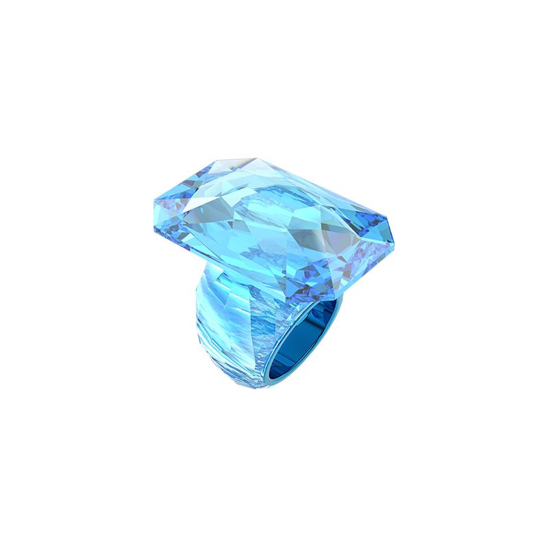Swarovski Personalized octagonal cut oversized crystal Lucent ring for women blue blue 55
