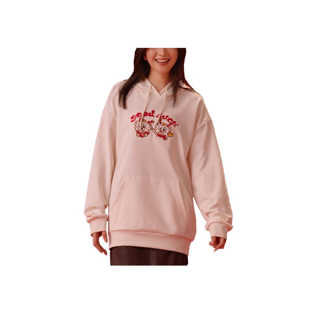 Anta Dragon Year Series Good Things Happen Letter Cartoon Anime Print Hooded Pullover Long Sleeve Sweatshirt Unisex Sweatshirt White 952418721-1