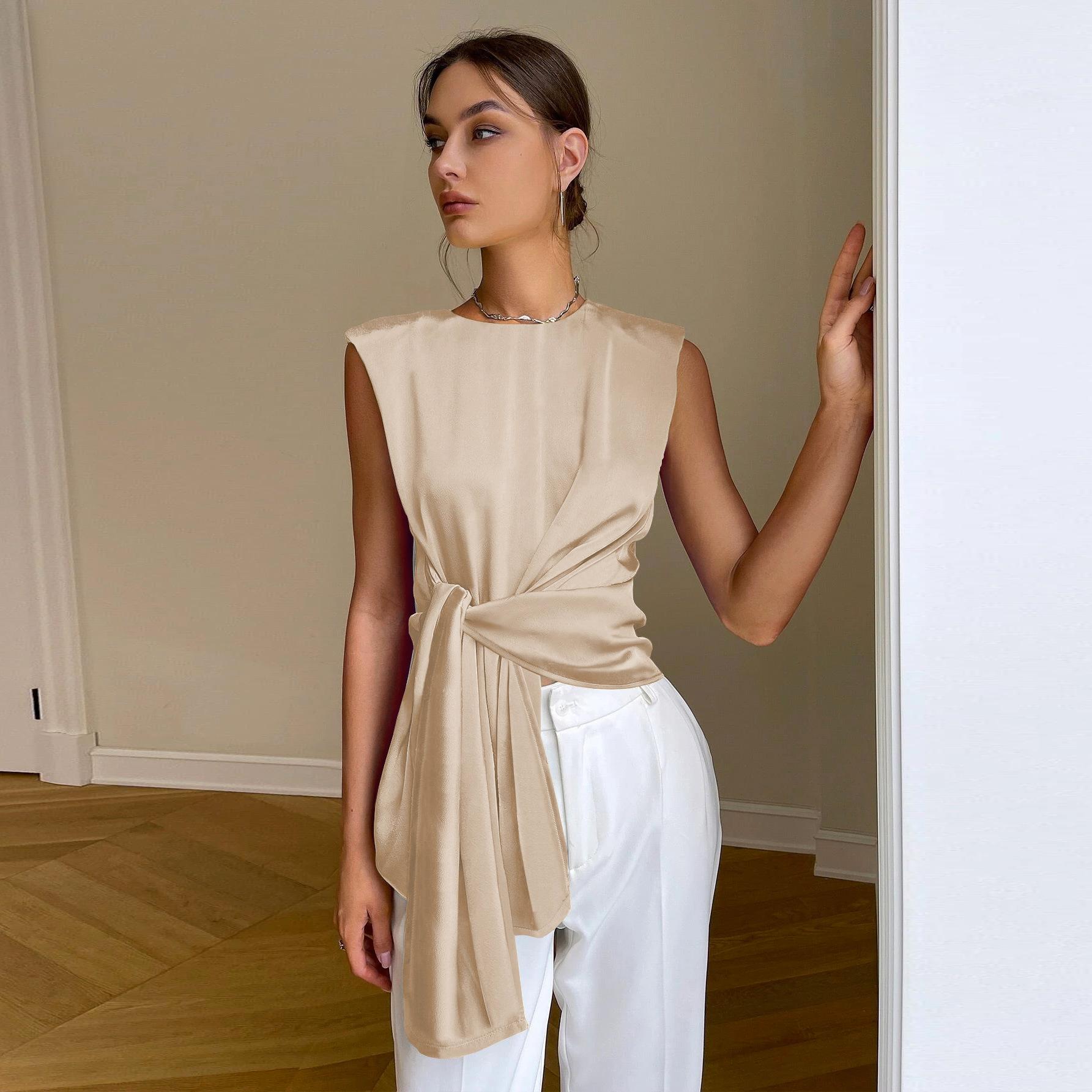 

Женский топ без рукавов с круглым вырезом для работы и поездок на работу, женская футболка Design Sense