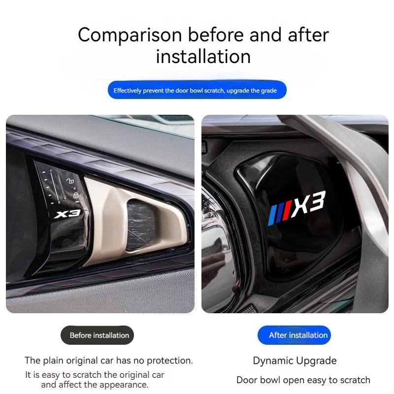BBKG7 4Pcs Car Inner Door Bowl Stainless Steel Protection Cover Stickers For BMW X3 G45 G48 2024-2025 Sticker Styling Accessories