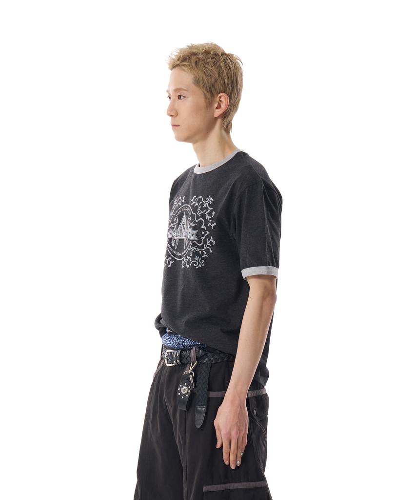 AAKAM Stamp Printed Ringer Top (Dark Gray)