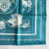 Used Excellent condition Hermes Carre 55 Ex-Libris turquoise bandana pattern with box