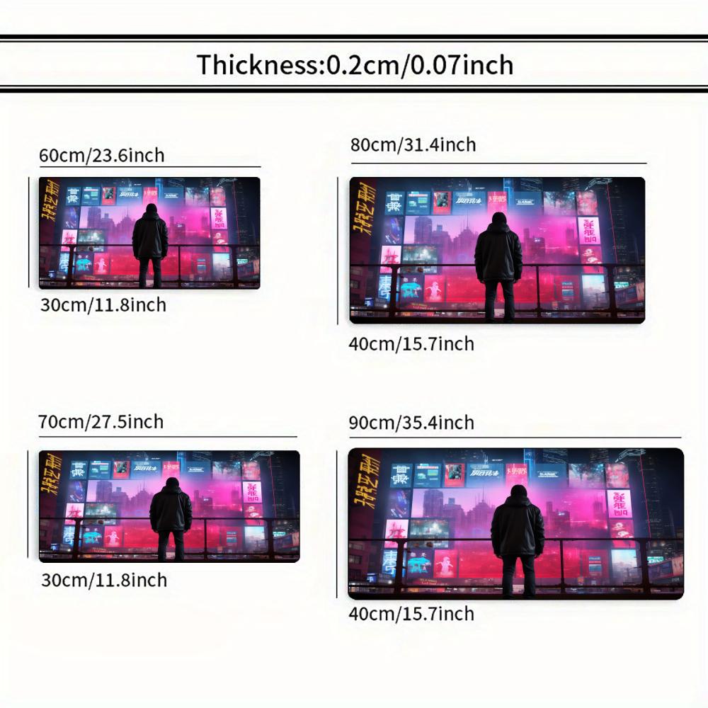 Neon City Night View Mouse Pad Large Computer Office Game Table Mat Xxl Rubber Antislip Stitched Keyboard Mats Long Desk Pads