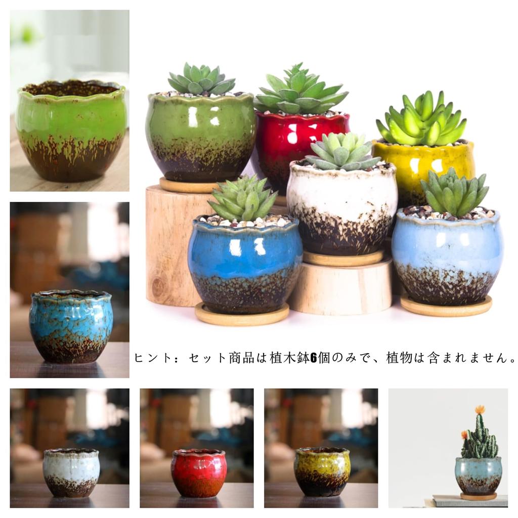 FaceColor Glazed Succulent Size Stylish Ceramic Glazed Set of 10cm Diameter x with Drainage and Bottom Net Not Pots, 3, Japanese-Style Planter,