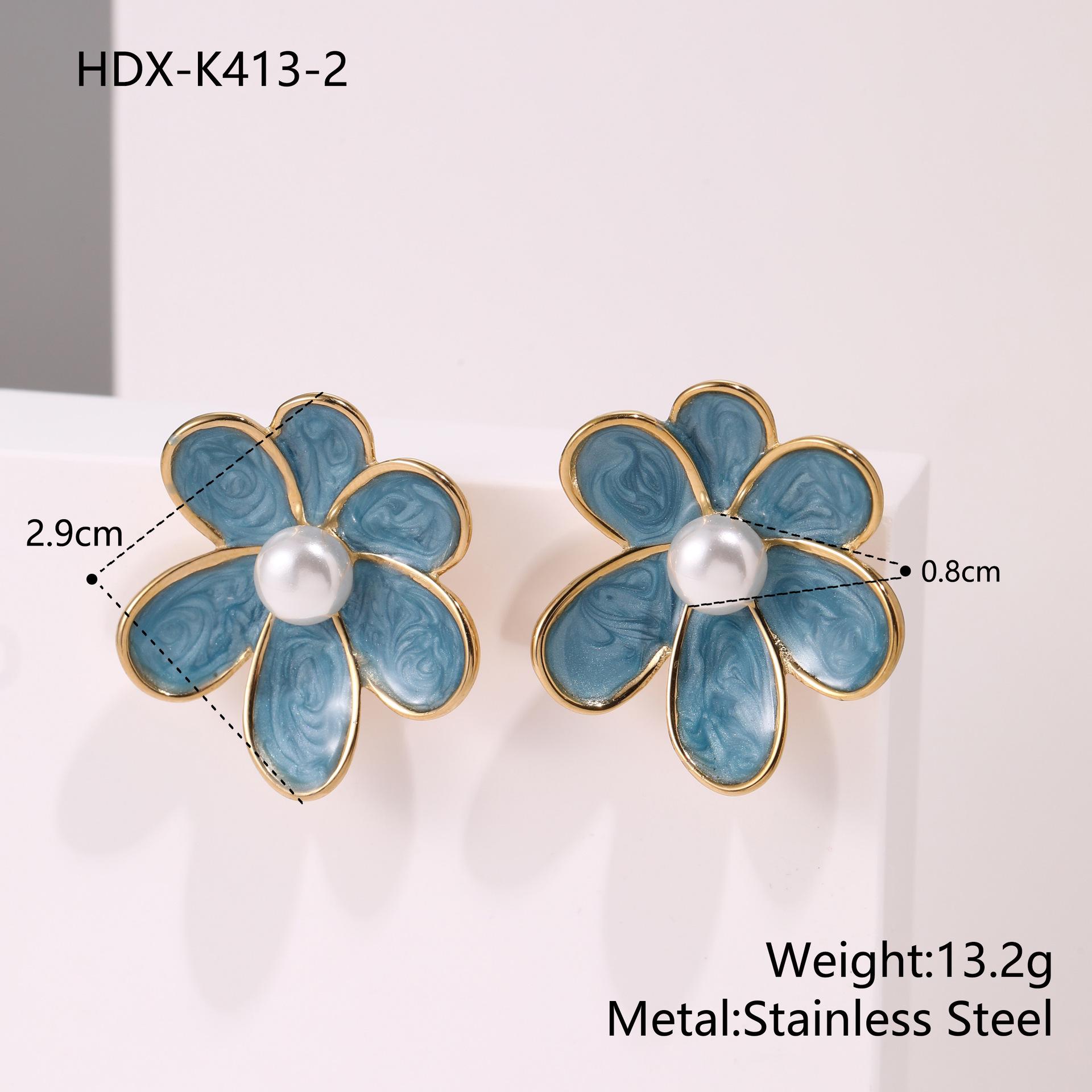 Модные Светлые Люксовые Цветные Эмалированные Жемчужные Серьги-Гвоздики из Нержавеющей Стали