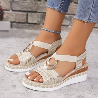 Damen Keilsandalen Sommer Schlangenmuster Plateausandalen Gladiator Schuhe Frau Komfort Casual Med High Heels Sandalen
