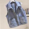 American Loose Women's Denim Vest Sleeveless Vest Short Jacket Thin Jacket