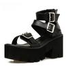 Ankle Strap Summer Fashion Women Sandals Open Toe Platform Shoes High Thick Heels Female Black Unique Party Shoes 35-42