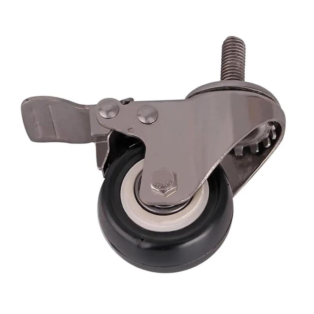 2Pcs 2 Inch Casters Wheels with 304 Stainless Steel Frame Polyurethane Tread Mute No Rust for Humid Environment Industrial PU Casters(Flat Brake,1.5