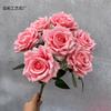 Artificial Rose Bouquet Flower 7 Heads Diamond Rose Bunch for Wedding Bridal Bouquet Party Hotel Home Table Floral Decor