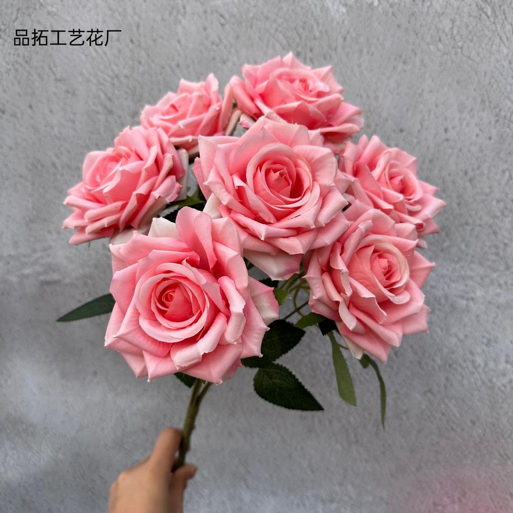Artificial Rose Bouquet Flower 7 Heads Diamond Rose Bunch for Wedding Bridal Bouquet Party Hotel Home Table Floral Decor