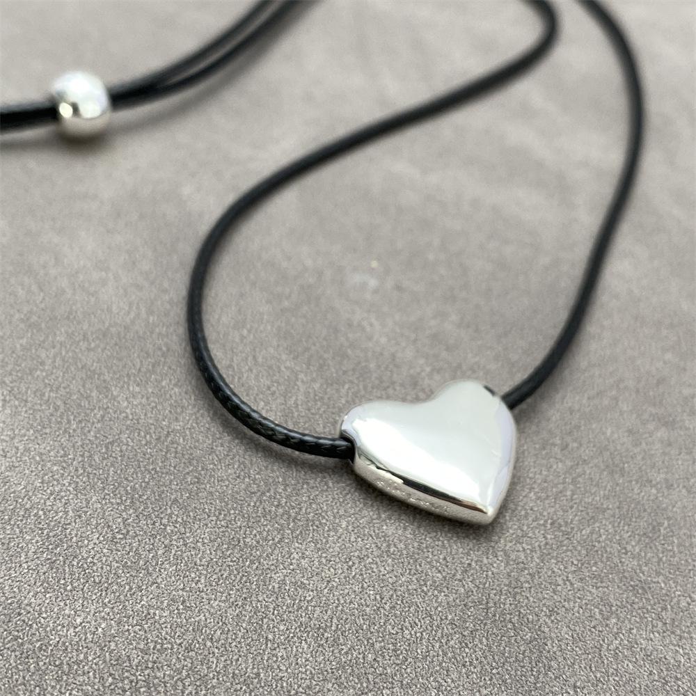 Korean Blogger Style Adjustable Heart Necklace - Minimalist Cold Style Collarbone Chain