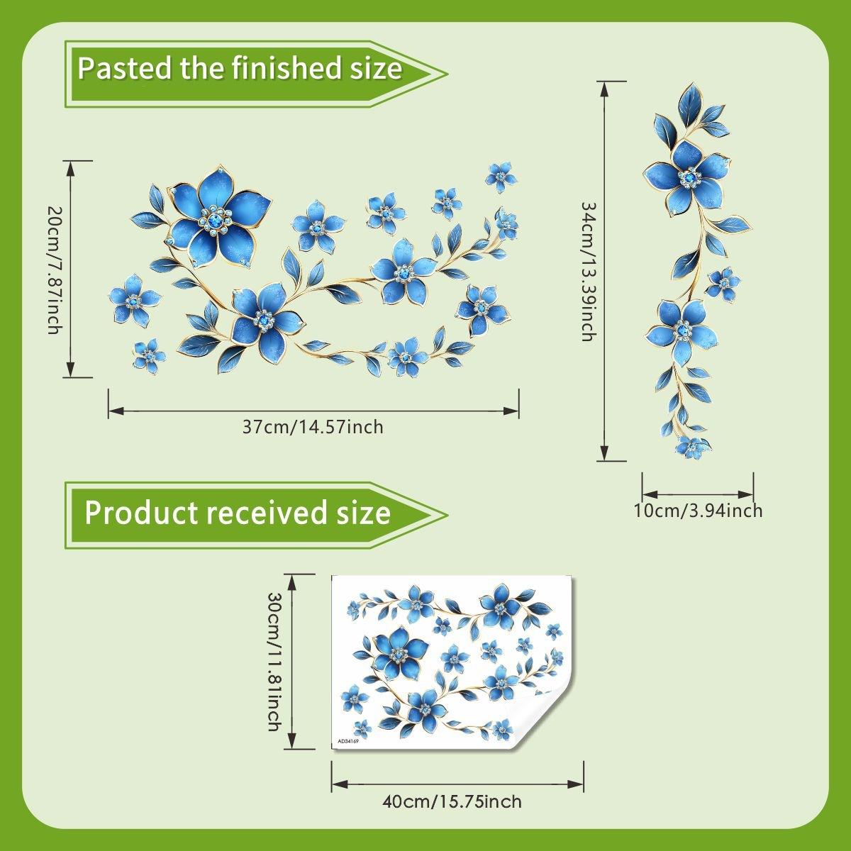 

Blue Flower Toilet Sticker Removable Decal for Bathroom Decor 30x40cm різнокольоровий