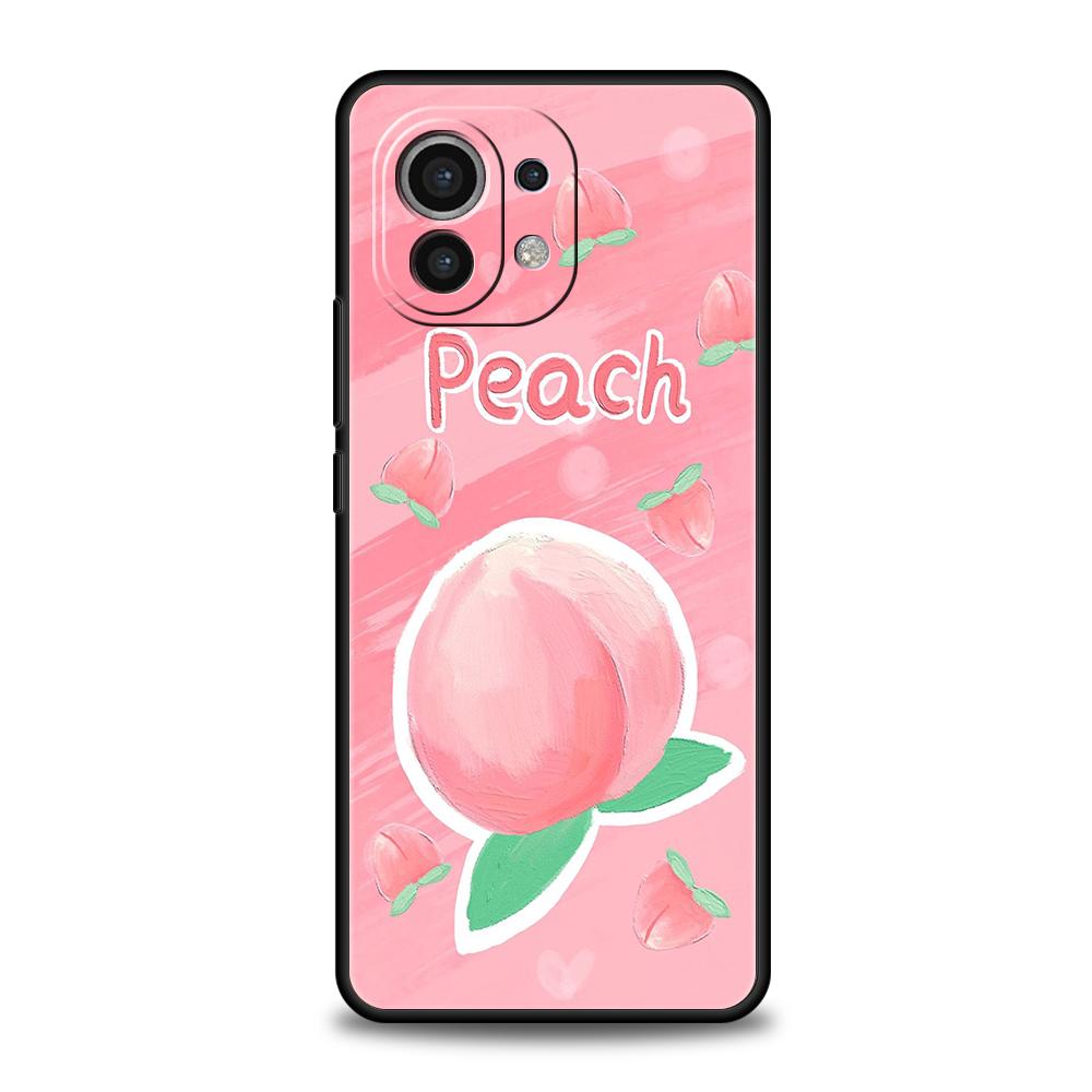 Phone Case Cover for Xiaomi Poco F7 F6 F5 F4 F3 X7 X6 X5 X4 X3 NFC M4 C51 C55 GT Pro 5G Soft TPU Fundas Cartoon Fruit Peach Bags