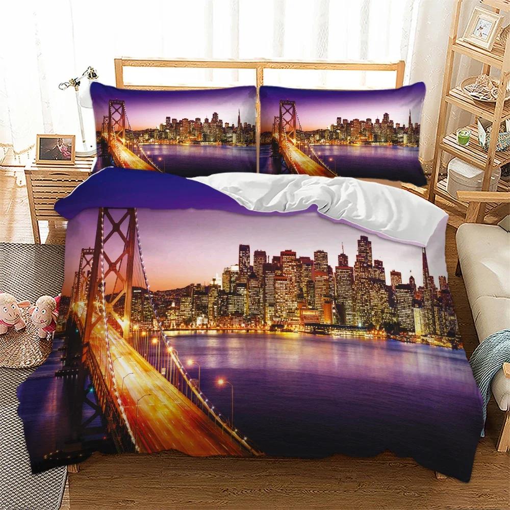 3D Print Bed Linen Set London City Landscape Big Ben Red Phone Cell Bus Print Bed Set Set Quilt Duvet Cover + Pillow
