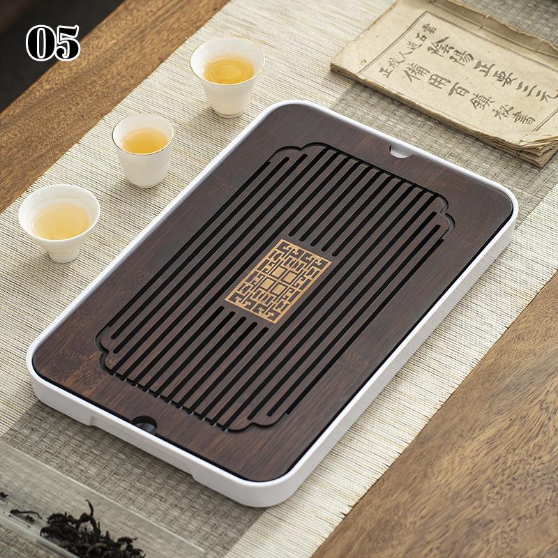 2025 Neo-Chinese Bamboo Tea Tray Kung Fu Tea Set Tray Hollow Out Grid Disk Quick Drainage Storage Tea Tray Dry And Wet Dual Use