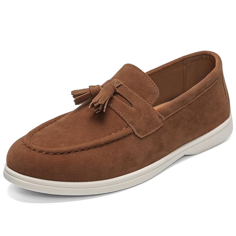 New Men's Casual Slip-On Shoes Soft Bottom One-Touch Lazy Shoes Easy Wear Round Toe Artificial Leather Non-Slip Sole